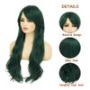 Tseses Green Long Curly Wigs with Bangs for Women Natural Synthetic Heat Resistant Women Daily Halloween Costume Wig