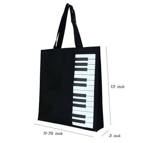 COCOMK Piano Keys Handbag Reusable Grocery Bag Shoulder Shopping Bag Tote Bag for Music Teacher Girls Gift Bag
