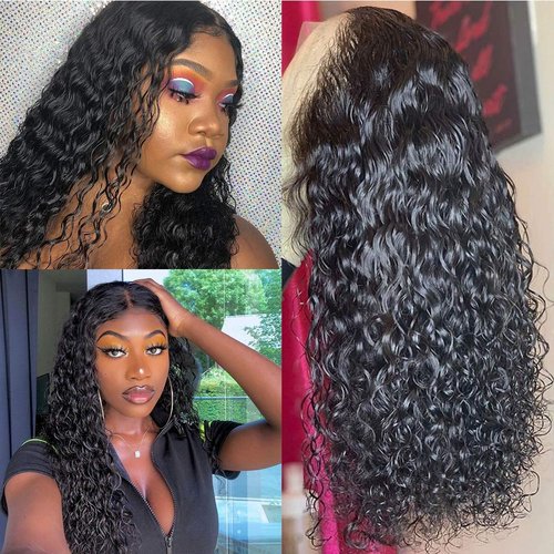 Brazilian Water Wave Frontal Wig Glueless Lace Front Wigs with Baby Hair 9A Brazilian Remy Curly Front Lace Wig Water Wave Virgin Hair Wig Lace Frontal Wigs Water Curly Human Hair Wet Wavy Hair Wigs