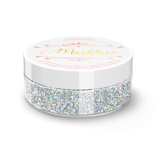 MARBLERS Holographic Face & Body Glitter [Holo Silver] 0.18oz (5g) | Fine | Non-Toxic | Vegan | Cruelty-Free | Ethically Sourced | Festival Makeup | Eye, Hair, Nail, Eyeshadow | Cosmetic Grade