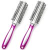 Luxxii (2 Pack) 12 Row Round Curling Hair Brush for Detangling, Hair Drying, Styling, Curling Comb