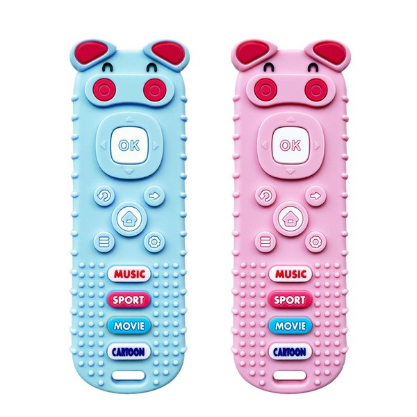YAPROMO Babay Teething Toys, Silicone Baby Teether, Cartoon Reomte Teether Toys for Babies, Silicone Chew Toy for Babies 3-18 Months, Remote Control Shape Teething Toys BPA Free