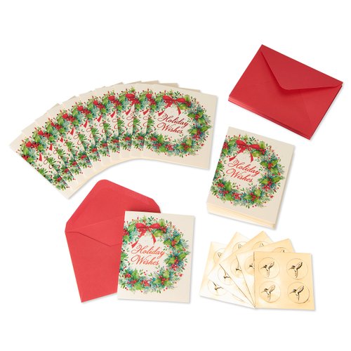 Papyrus Holiday Cards Boxed with Envelopes, Wonderful Holiday, Wreath (20-Count)