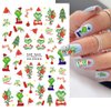 6 Sheets Christmas Green Nail Stickers for Nail Art - SHANRUN Cute Cartoon 3D Nail Art Stickers Self-Adhesive Sliders Nail Decals Supplies for Xmas Nail Tips DIY Press on Nails Decoration Accessories