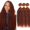 Reddish Brown Bundles Color #33 Bundles Human Hair Weave 32 32 32 Inch Copper Bundle Human Hair Color #33 Curly Human Hair 3 Bundles 8A Brazilian Virgin Remy Human Hair Extensions