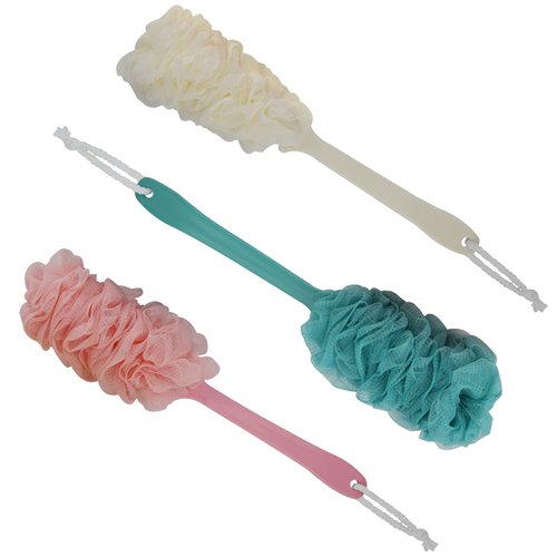 Back Brush Long Handle for Shower, Loofah Back Scrubber with Soft Mesh for Body, Shower Brush with Lanyard for Men and Women, Exfoliating Body Scrubber (Blue, Pink, White)… (3Pack)