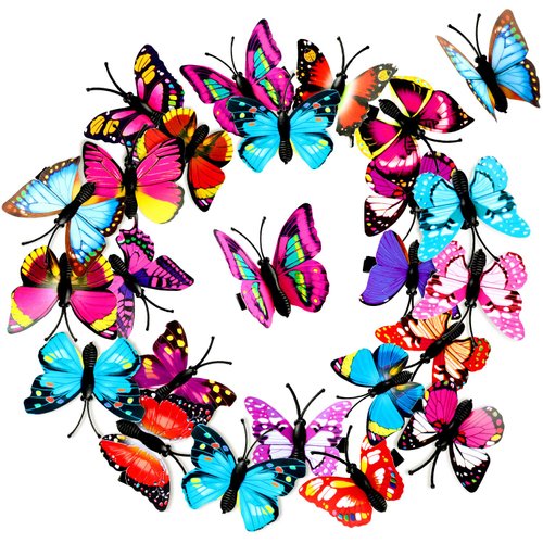 Boao 24 Pieces Butterfly Hair Clips 3D Colorful Barrettes Hair Accessories Halloween for Women Party Favors