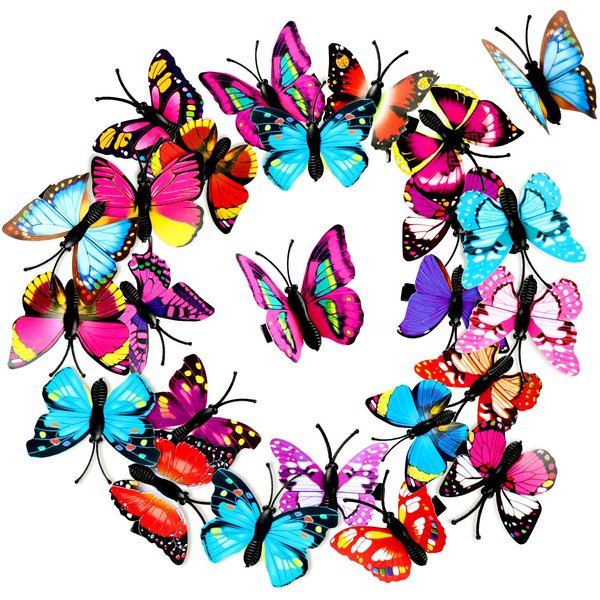 Boao 24 Pieces Butterfly Hair Clips 3D Colorful Barrettes Hair Accessories Halloween for Women Party Favors