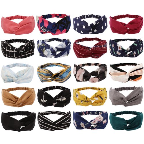 YARIEW 20 Pack Boho Headbands for Women Womens Headbands Head Bands No Slip Fashion for Women Hair Bands Boho Knotted Turban Fashion Wide Headbands for Wigs Hair Accessories for Women and Girls