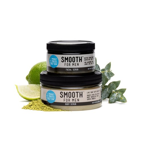 Smooth for Men by Simple Sugars Green Tea with Tea Tree Oil Facial - Cleansing Exfoliating Moisturizer for Sensitive Skin, Acne and Oily Prone Skin, Eczema, Psoriasis
