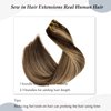 Sew in Hair Extensions Real Human Hair,Balayage Weft Hair Extensions Human Hair Dark Brown Highlighted Ash Brown Hair Extensions Human Hair Bundles Hand Tied Weft Hair Extensions Human Hair 22" 120G
