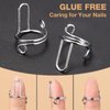 Noverlife 10PCS Wudu Nail Rings for Acrylic Nails, Size Adjustable Fingernail Rings No Adhesive, Reusable Halal Nail Ring Set, Daily Wear Non-Tarnish, Silver Metal Ring for Press on Nails with No Glue