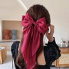 4 PACK Red Satin Bows Hair Barrettes, Hair Bows for Women, Hair Bow with Long Tail, Long Tail Valentine's Day Hair Accessories, Hair Accessories for Women