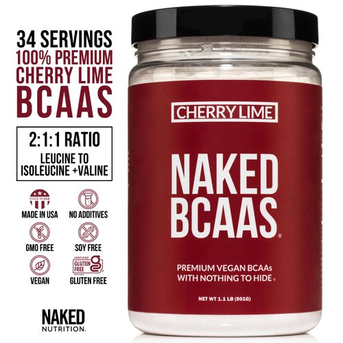 Cherry Lime Naked BCAAs Amino Acids Powder, 100% Pure 2:1:1 Formula, Vegan Branched Chain Amino Acids, Instantized All Natural BCAA Powder Supplement - 501 Grams, 34 Servings