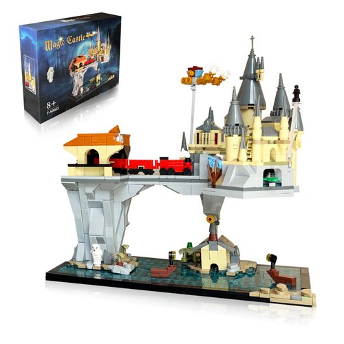 Taojiyuan Magic Castle Building Blocks,Suspended Magic Castle Building Set with Mini Figures,Train and Owl,Collectible Castle Model Toys for Adults Kids 8+ Christmas（912pcs）