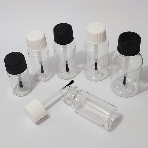 ccHuDE 10 Pcs 30ml Clear Plastic Brush Applicator Cap Bottles Empty Cuticle Oil Bottles Refillable Glue Paint Bottle Cosmetic Essential Oil Containers
