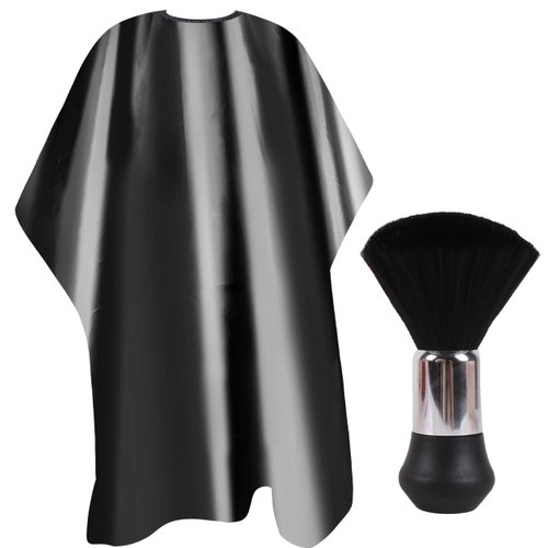EHJYO Barber Cape Professional Hair Cutting Cape with Neck Duster Brush, Waterproof Salon Cape, Hair Cutting Accessories(Black)