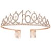16th Birthday Tiaras and Crowns for Women Girls, Birthday Decorations Rose Gold Sash Crystal Tiara Party Supplies