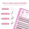 MLEN DIARY Clusters Fox Eye Lash Clusters Wispy Cat Eye Lashes Individual Lash Extensions with Bottom Lashes 4D C D Curl Manga Eyelash Extension Kit Natural Look False Lashes (4 in 1-296pcs)