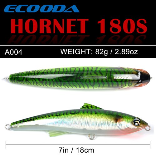 Ecooda Hornet Saltwater Fishing Lure 2.9oz 7in Topwater Popper Hard Bait Floating Pencil Lure for Kingfish/Tuna/Mackerel/Marlin/Mahi Mahi Offshore Trolling Onshore Floating Crankbait