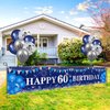 Blue 60th Birthday Decorations for Men Women, Navy Blue Silver Happy 60th Birthday Yard Banner, Blue 60th Birthday Balloons for 60th Birthday Anniversary Party Decorations Supplies