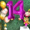 Laser Pink 24 Number Balloons 40 Inch Giant Hot Pink Sweet 24 Helium Balloons for 24th Girls Birthday Party Supplies 24th Anniversary Events Decorations