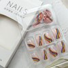 24Pcs Press on Nails Short, Rainbow Fake Nails Square, Glitter Press on Acrylic French False Nails Tips with Design, Colorful Stripes Heart Glossy Artificial Nails Gay Pride Stick On Nail