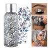 MAEPEOR Chunky Face Body Glitter Gel 19 Colors Mermaid Sequins Holographic Body Glitter Gel Long-Lasting Festival Makeup Glitter Paint for Face Body Hair Nails (30g, #001 Silver)