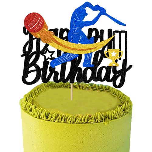 Cricket Cake Topper Cricket Birthday Cake Toppers Decorations for Boys Men Glitter Cricket Happy Birthday Decorations Sports Theme Party Supplies