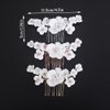 Teyglen Flower Bride Wedding Hair Comb White Flower Headpiece Bridal Hair Piece Floral Flower Hair Comb Decorative Hair Accessories Jewelry for Women (Silver)