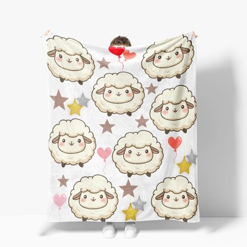 Sheep Blanket Goats Fleece Throw Blanket Super Soft Warm Cozy Fuzzy Plush Sheep Stuffed Animal Blanket Gifts for Girls Boys Kids Room Decor 40"X50"