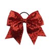 Girls Cheer Bow Ponytail Holder Big Hair Bow Tie with Glitter Sequins Bowknot JB80 (Green Red)