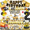 Construction Birthday Party Supplies for 2 Year Old Boy, 2nd Birthday Decorations For Boys, include- Backdrop, Cake, and Cupcake Toppers, Balloons, Cupcakes Wrappers, Banner