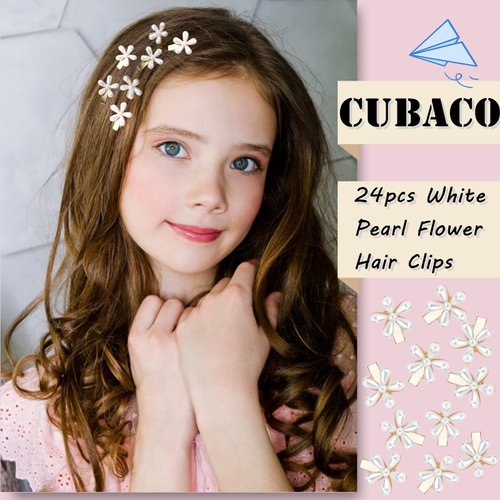 12 pcs Daisy CUBACO Mini Metal Hair Clips, Tiny Decorative Flower Claw Clips for Hair Decorations and Accessories for Girls (White)