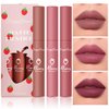 Tiejdhr 3Pcs Nude Matte Lip Lipstick, Velvet Smooth Crayon Lip Stain, Nude Lip Tint Long Lasting & Nourishing Lip Gloss Non-stick Cup Lipstick for Women Makeup (Set D, F)