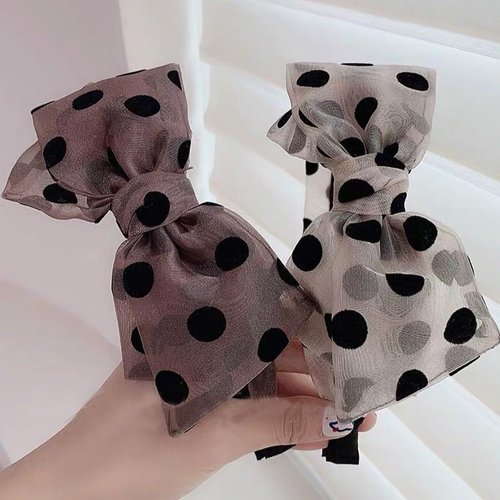 Ewanda store 5 Pcs Polka Dot Hairband for Women, Cotton Yarn Headbands with Bows, Hair Accessories for Various Occasions