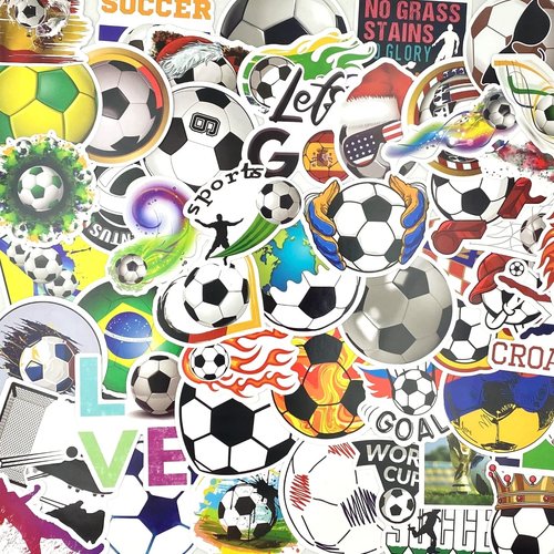 AOWDIAO 100 Pieces Soccer Stickers, Vinyl Soccer Water Bottle Stickers Pack, Soccer Gifts for Soccer Lovers, Soccer Party Favors, Soccer Decorations