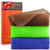 3 Pieces African Bath Sponge African Net Long Net Bath Sponge Exfoliating Shower Body Scrubber Back Scrubber Skin Smoother,Great for Daily Use (Brown、Blue、Green)