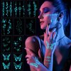 Konsait 10 Sheets Glow in the Dark Tattoos Butterfly Tattoos Girls Temporary Tattoos for Women Glow Tattoos Blue Luminous Tattoos for Kids Body Make Up Fake Tattoo