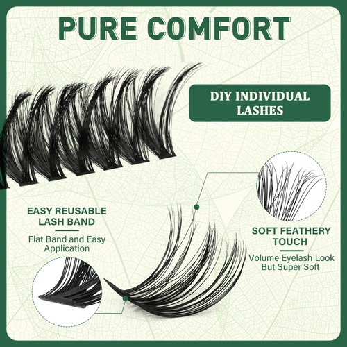 KEYYOU Lash Clusters 320Pcs Eyelash Clusters 60D+80D C Curl 9-16MIX Clusters Lashes Thick Super Soft Wispy DIY Eyelash Extension at Home(60D+80D-C,9-16MIX)