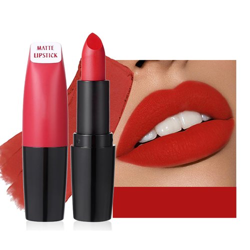DLZZRS Silk Matte Lipstick Lip Gloss Rugby Tube,Long Lasting High Pigemted Lipstick Makeup,Intense Vivid Colors,Non-Stick Cup Smudge-Proof Stain Lipstick,Waterproof Longwear Lipstick for Women (08#)