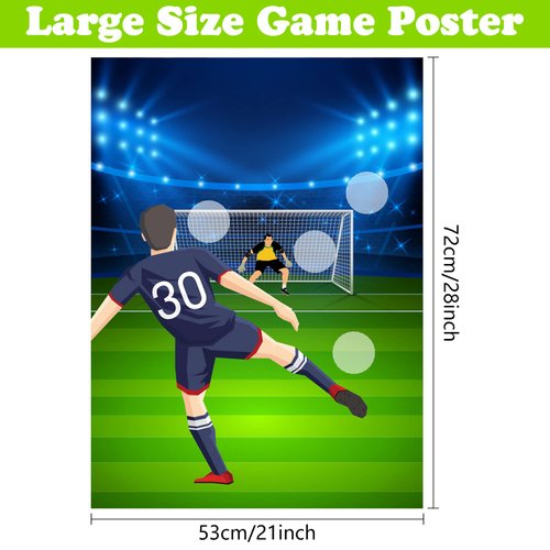 PLULON Soccer Party Games for Kids Pin The Soccer on The Goal Birthday Party Games Football Poster with Soccer Ball Stickers for Soccer Birthday Party Supplies Classroom Family Activities
