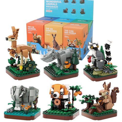 MEIEST Mini Animals Building Blocks Set,Land Animal Themed Collection Construction Building Bricks Toy,Cute Home Decors(4th Series) (6 in 1)
