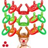 Total 18 Pcs 3 Set Inflatable Reindeer Antler Ring Toss Game Christmas Party Games Kids Family Xmas Toys Stock Stuffer Christmas Activities Carnival Supplies - 3 Antlers 12 Rings 3 Reindeer Nose