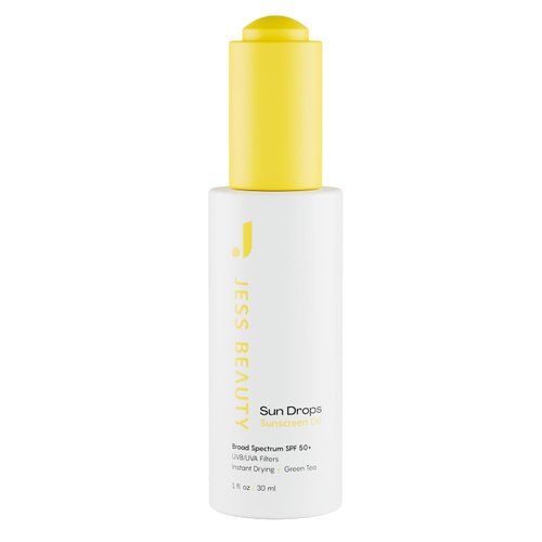JESS BEAUTY | Face Sunscreen Sun Drops SPF 50 Skin Care Oil with Camellia Sinensis & Squalane | Skincare Fast Drying 1 fl. oz