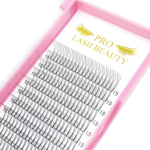 Premade Volume Eyelash Extensions 3D-C-0.07-15 Short Stem Premade Fans Eyelash Extensions 9 to 20 mm Pre made Lash Fans 3D 5D 7D Volume Lash Extensions .07 .10 C D Curl(3D-C-0.07,15mm)