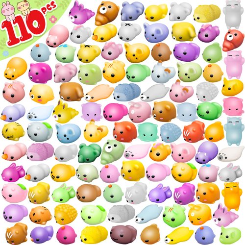 Dioju 110 Pcs Mochi Squishy Toy, Mini Kawaii Squishies Bulk Sensory Fidget Toys Goody Bag Party Favors for Kids, Classroom Prizes Pinata Filler Carnival Stocking Stuffers Christmas Birthday Gifts