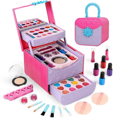 Merabufa Toys for Girls,Kids Makeup kit for Girls Birthday New Year Christmas Day Gift Fake Makeup Pretend Makeup for Girls,Makeup Toys for 3 4 5 6 7 8 9 10 11 Year Old Girls Barbie Toys