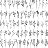 15 Sheets FANRUI Sexy Tiny Branch Black Flower Temporary Tattoos For Women Girl Neck Realistic Floral Bouquet Small Tattoo Temporary Lavender Fake Tattoo Sticker For Adults Face Hands Kit