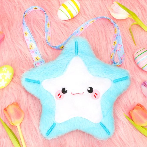 CatchCute Plush Starfish Bag Kids Handbag Crossbody Bag with Zipper,Plush Coin Bag with Adjustable Strap,Soft Plush Starfish Stuffed Purse Birthday Gift for Toddlers Kids